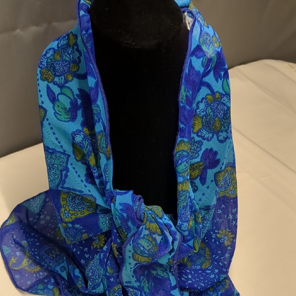 Floral Vintage Blue Scarf Tab Ties